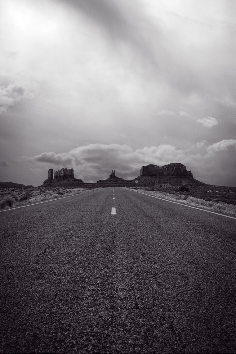 Monument Valley  from the road B&W